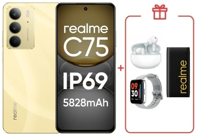 Смартфон Realme C75 4G 8/128GB Gold + подарок купить,NaN