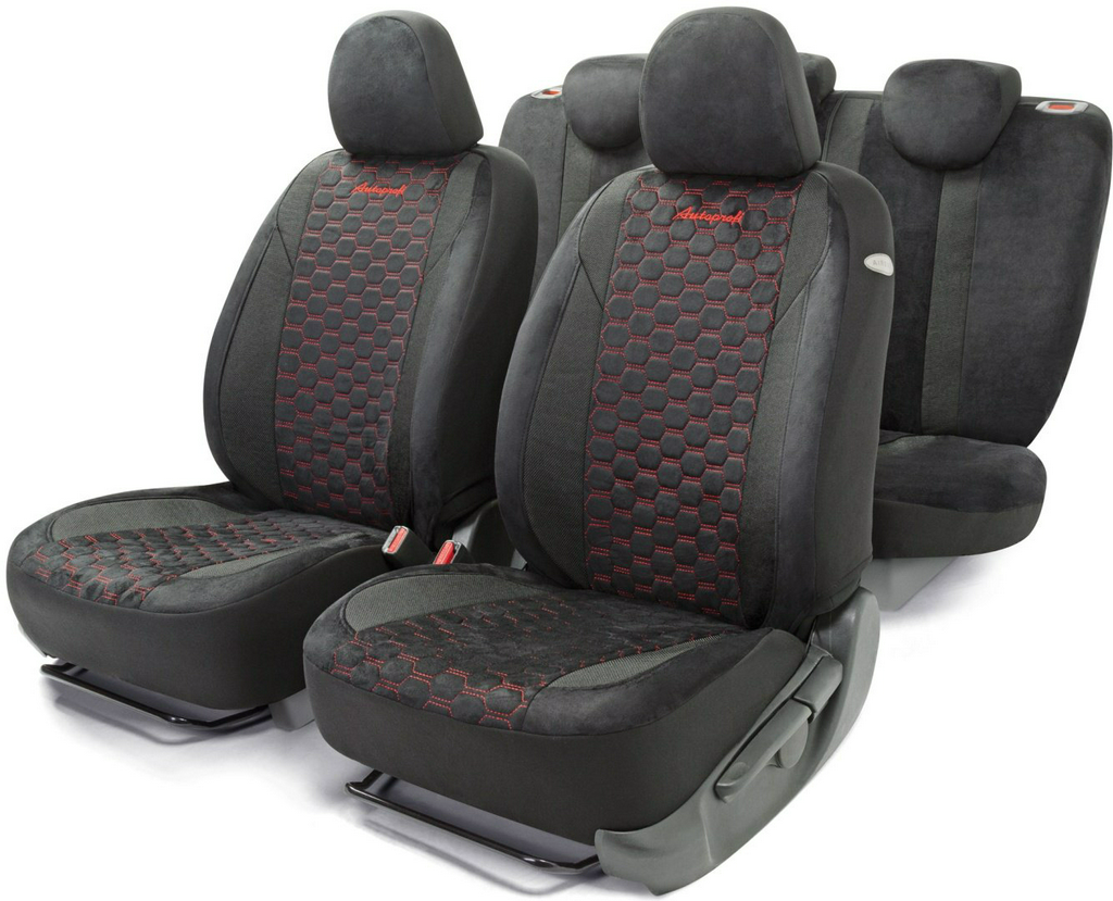 AUTOPROFI чехлы универсальные Alcantara ALC-1505 BK/RD черный, красный
