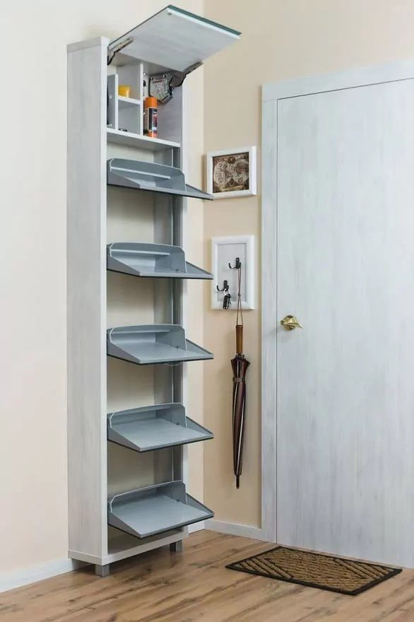 Обувница Айрон Люкс Твикс 55x19x207см белый купить,NaN
