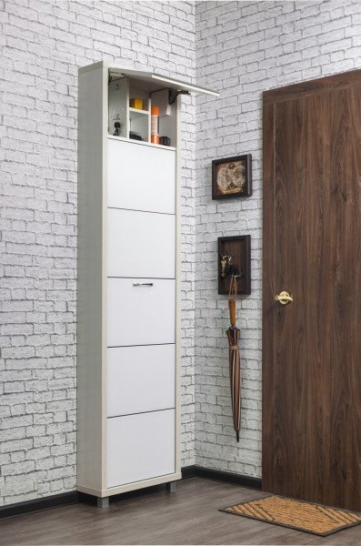 Обувница Айрон Люкс Твикс 55x19x207см белый  купить,NaN