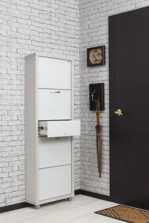 Тумба для обуви АЙРОН Люкс ПЛЮС , 55x19x157 см, белый
