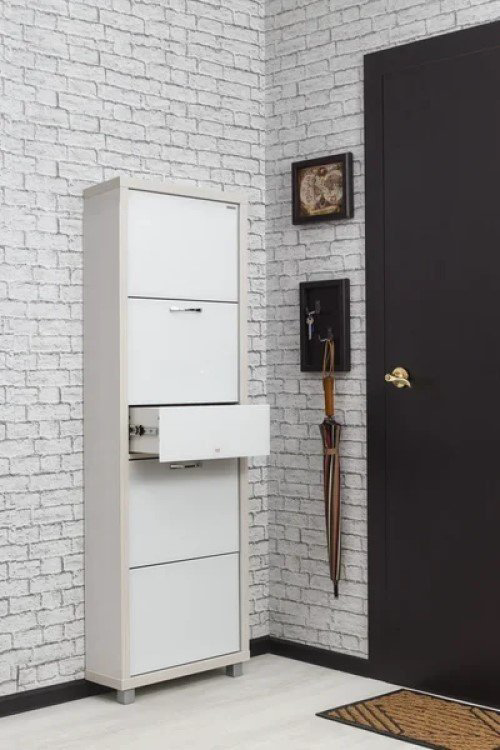Тумба для обуви Айрон Люкс Плюс 55x19x157см белый купить,NaN
