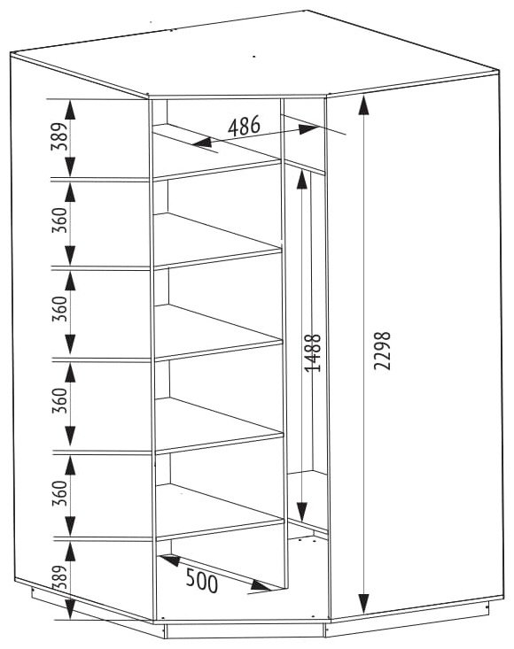 Шкаф угловой Мебель Азии Экспрес-1 240, 90x240х90 см, коричневый купить,NaN