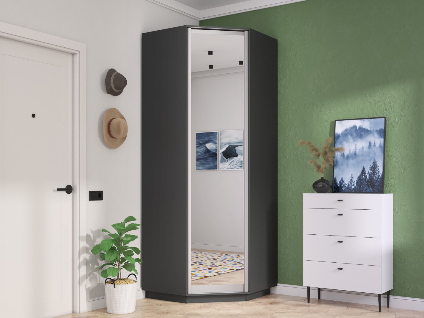 Шкаф угловой Мебель Азии Экспресс 1, 90x220х90 см, серый - ForteMarket Шкаф угловой Мебель Азии Экспресс 1, 90x220х90 см, серый купить,0