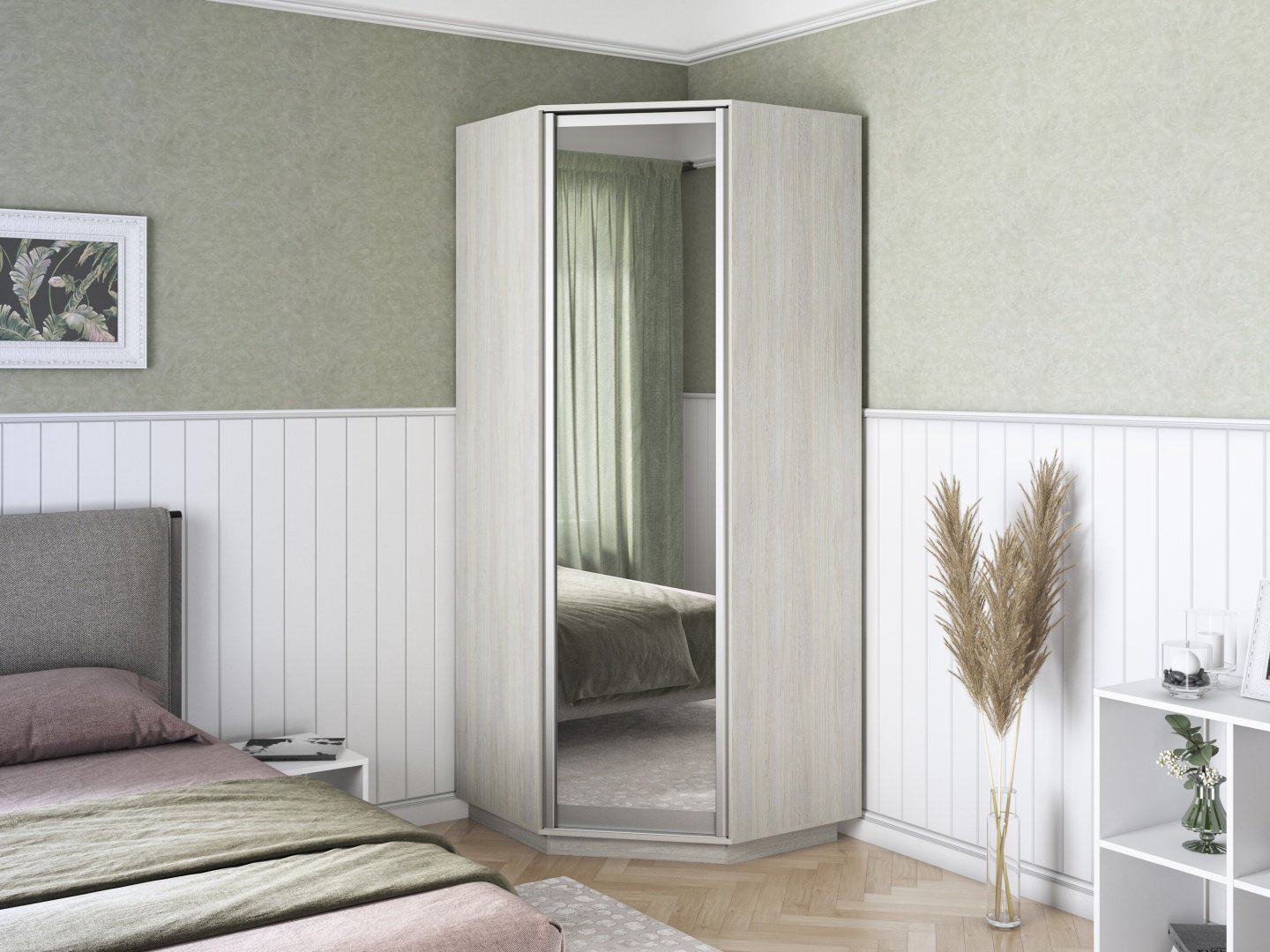Шкаф угловой Мебель Азии Экспресс-1, 90x240х90 см, светло серый купить,NaN