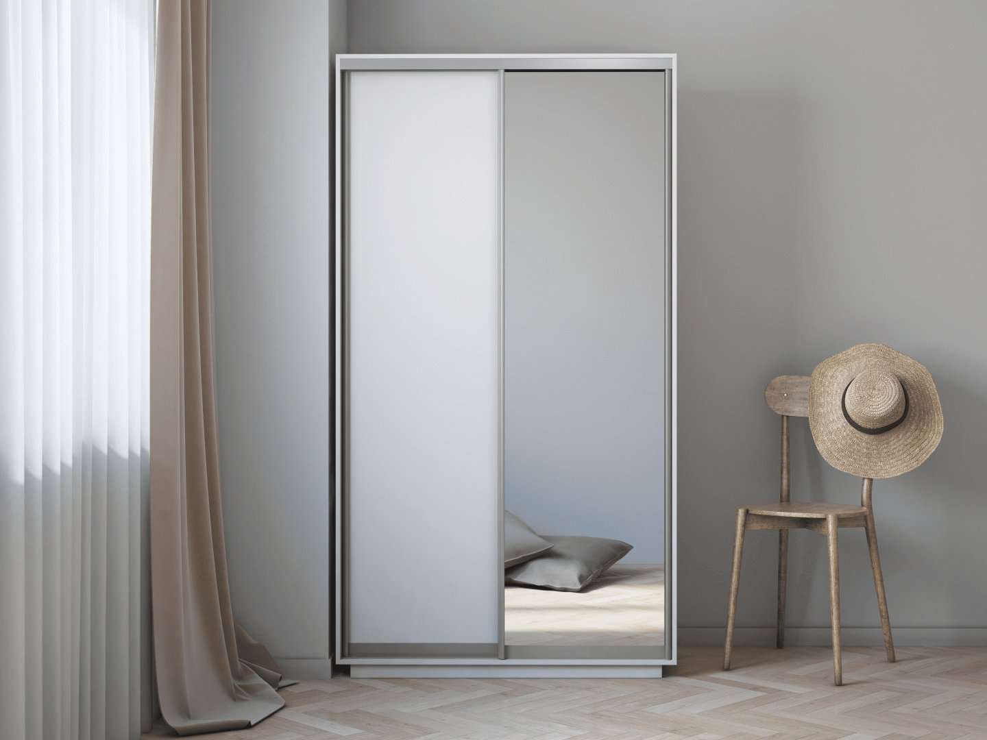 Шкаф-купе Мебель Азии Экспресс 2-160, 160x220х60 см, белый купить,NaN