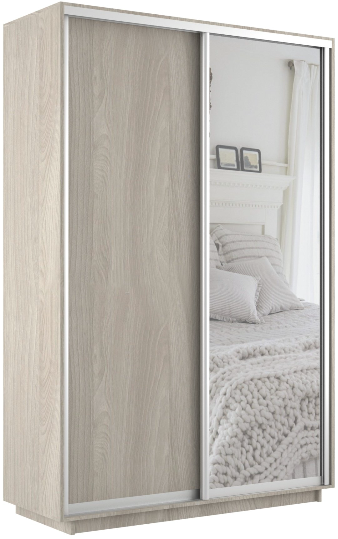 Шкаф-купе Мебель Азии Экспресс 2Д1ЗП, 120x220х60 см, бежевый купить,NaN