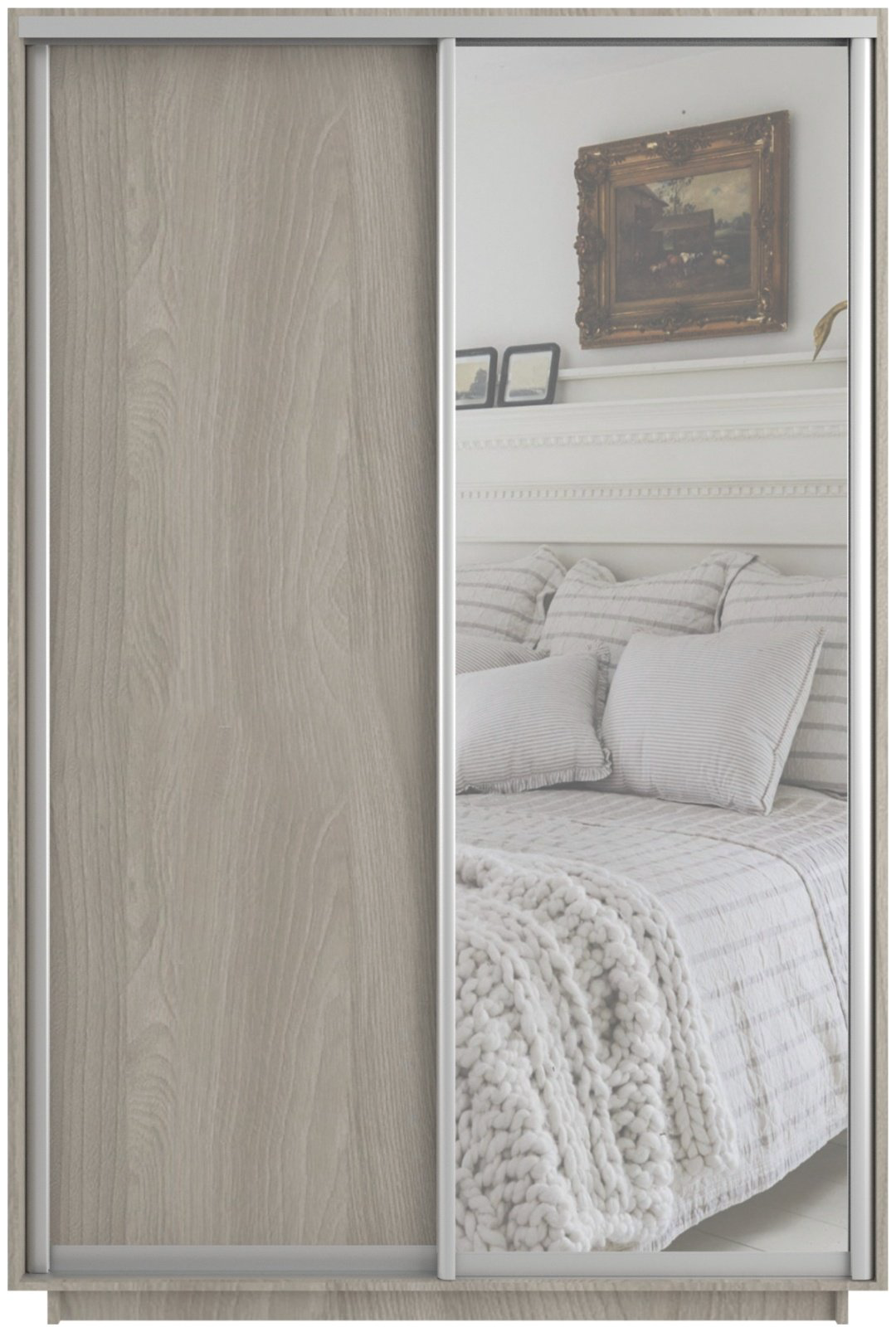Шкаф-купе Мебель Азии Экспресс 2Д1ЗП, 120x220х60 см, бежевый купить,NaN