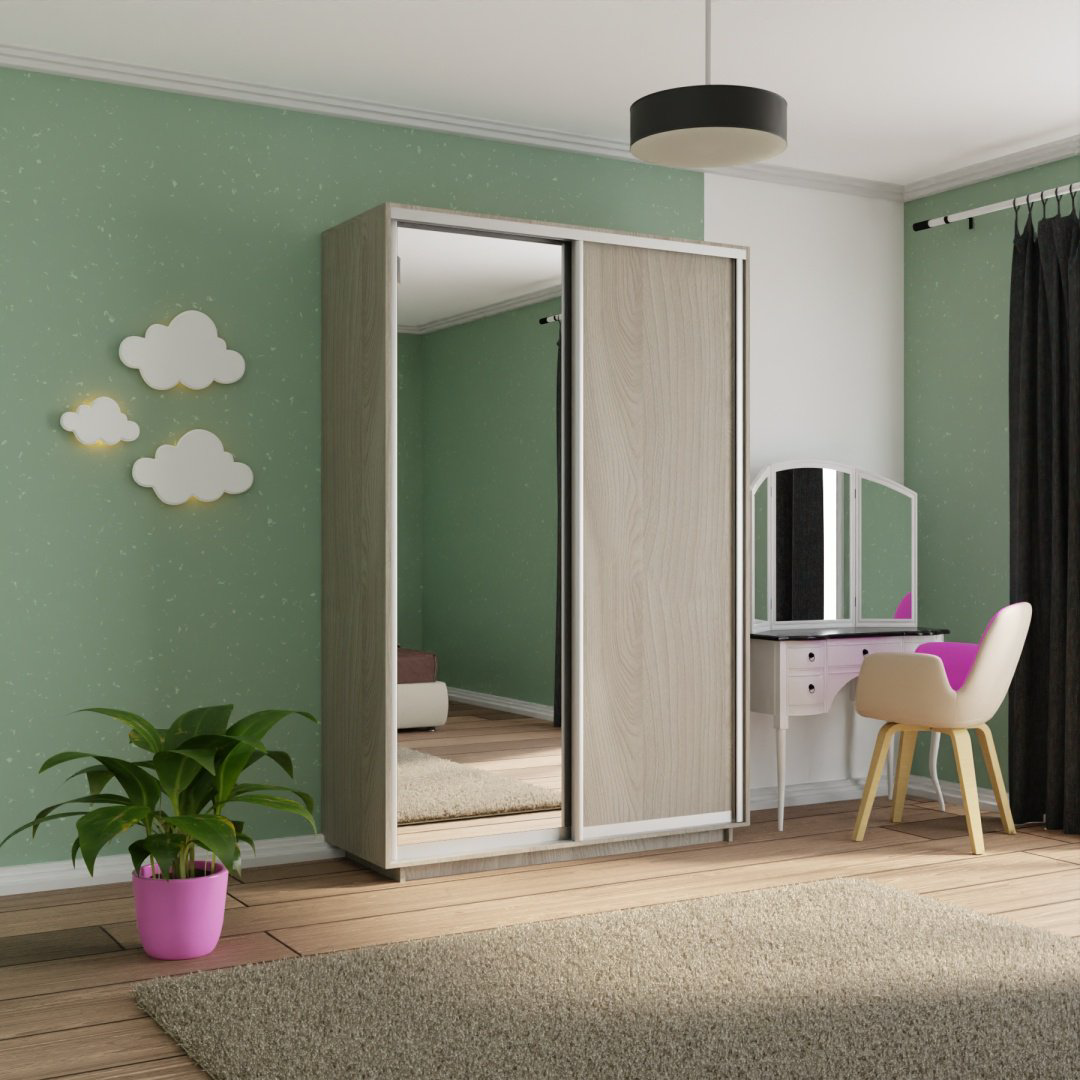 Шкаф-купе Мебель Азии Экспресс 2Д1ЗП, 120x220х60 см, бежевый купить,NaN