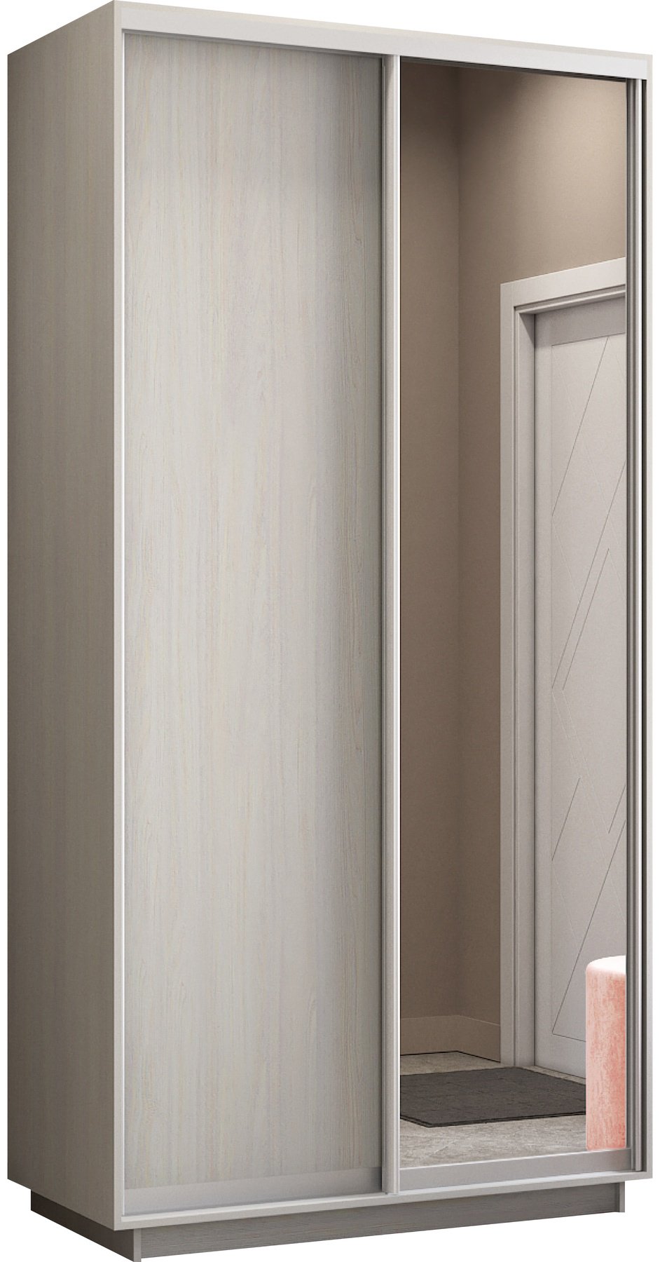 Шкаф-купе Мебель Азии Экспресс 2Д1ЗЛ, 120x220х60 см, бежевый купить,NaN