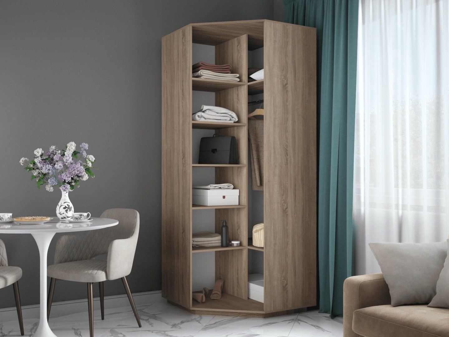 Шкаф распашной Мебель Азии Экспрес 90x240х90см коричневый купить,94990