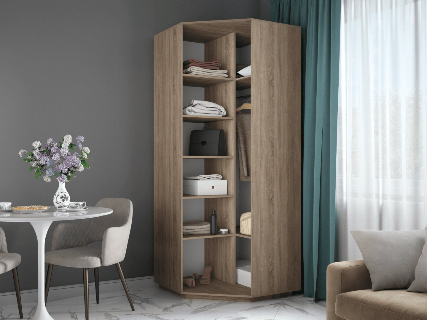 Шкаф распашной Мебель Азии Экспрес 90x240х90см коричневый купить,94990