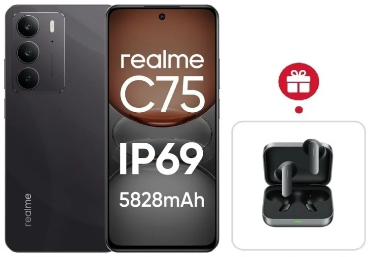 Смартфон Realme C75 4G 8/128GB Black + подарок купить,NaN