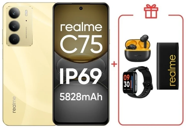 Смартфон Realme C75 4G 8/256GB Gold + подарок купить,NaN
