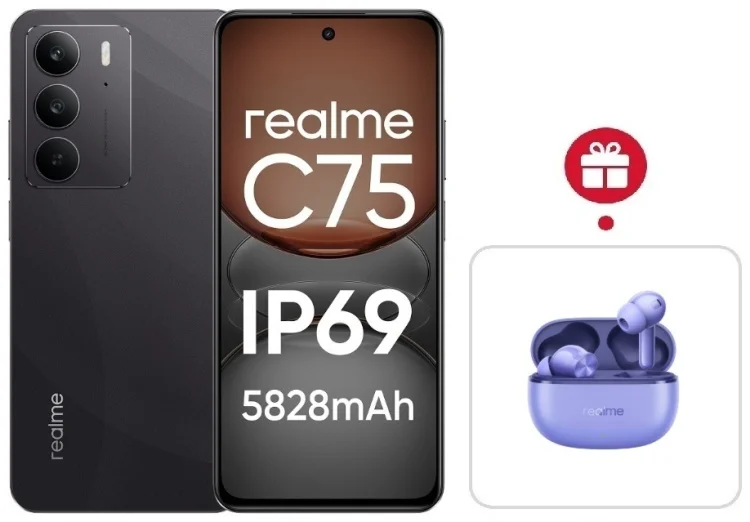 Смартфон Realme C75 4G 8/128GB Black + подарок купить,NaN