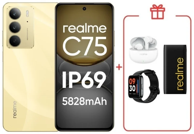 Смартфон Realme C75 4G 8/256GB Gold + подарок купить,NaN