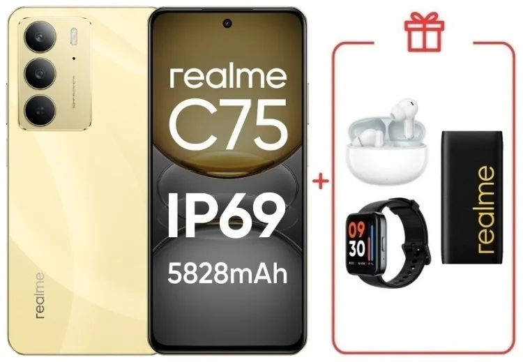 Смартфон Realme C75 4G 8/256GB Gold + подарок купить,NaN