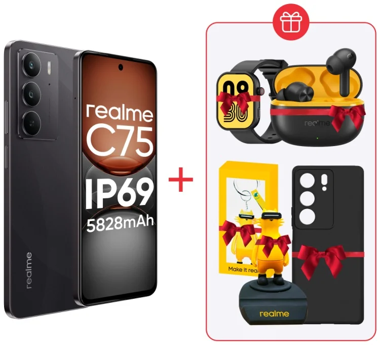 Смартфон Realme C75 4G 8/128GB Black + подарок купить,NaN