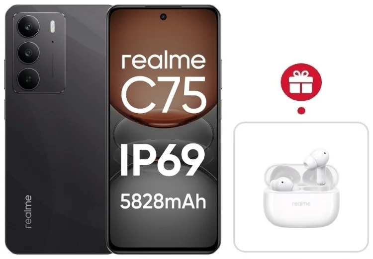 Смартфон Realme C75 4G 8/128GB Black + подарок купить,NaN