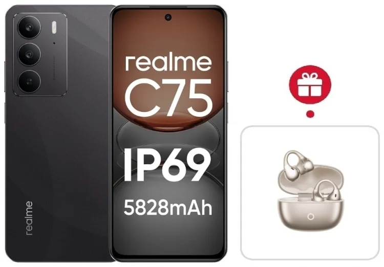 Смартфон Realme C75 4G 8/128GB Black + подарок купить,NaN