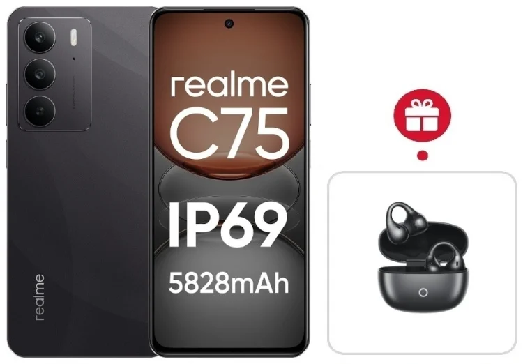 Смартфон Realme C75 4G 8/128GB Black + подарок купить,NaN