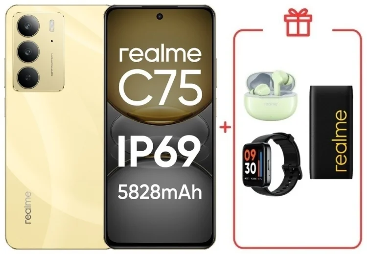 Смартфон Realme C75 4G 8/256GB Gold + подарок купить,NaN