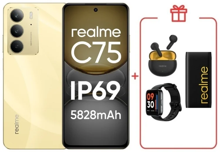 Смартфон Realme C75 4G 8/256GB Gold + подарок купить,NaN