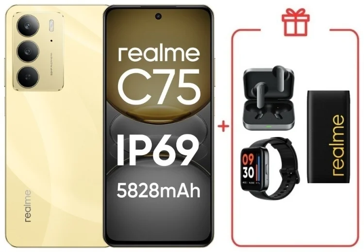 Смартфон Realme C75 4G 8/256GB Gold + подарок купить,NaN