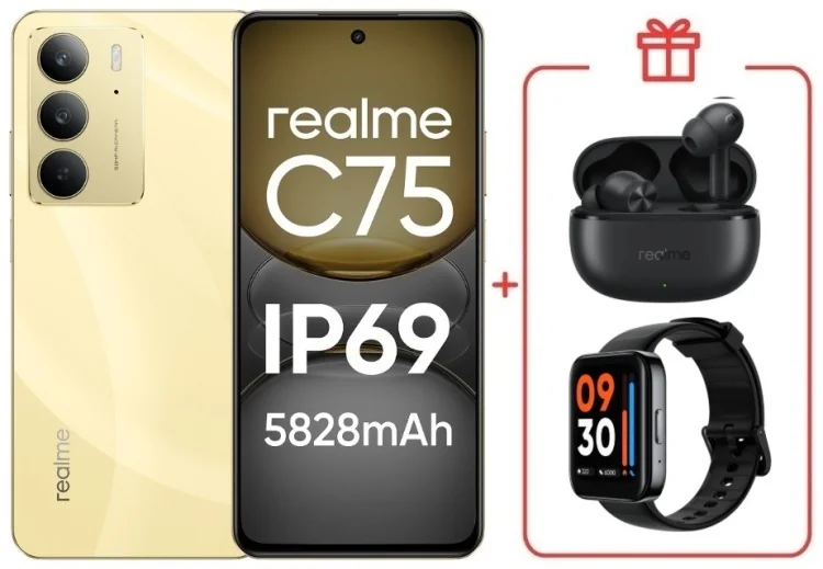 Смартфон Realme C75 4G 8/256GB Gold + подарок купить,NaN