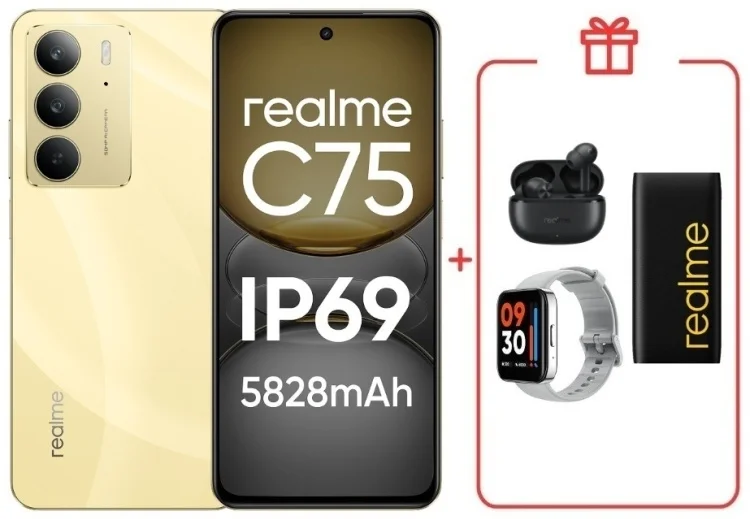 Смартфон Realme C75 4G 8/256GB Gold + подарок купить,NaN