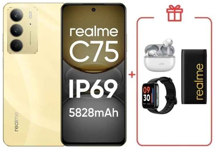 Смартфон Realme C75 4G 8/256GB Gold + подарок купить,NaN