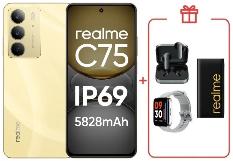 Смартфон Realme C75 4G 8/256GB Gold + подарок купить,NaN
