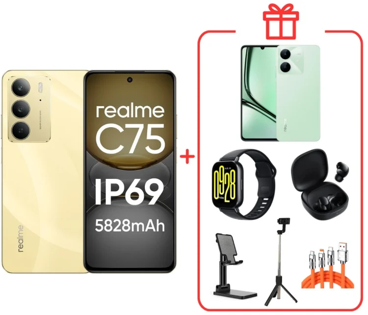 Смартфон Realme C75 4G NFC 8/256GB Gold + подарок купить,NaN