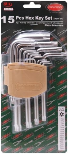 Шестигранный ключ ROCKFORCE Г-образный 15 шт, RF-5151 купить,0