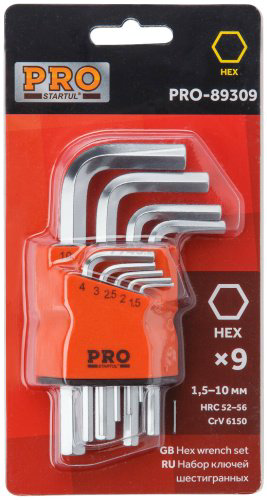 Шестигранный ключ Startul Г-образный 9 шт, PRO-89309