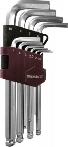 Шестигранный ключ Thorvik Г-образный 10 шт, HKB10S купить,NaN