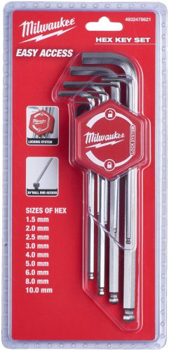 Шестигранный ключ Milwaukee Г-образный 9 шт, 4932478621 купить,NaN
