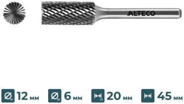 Сверло ALTECO фрезеровальное B 1225/6 MX 75637 12 мм, 1 шт. купить,0