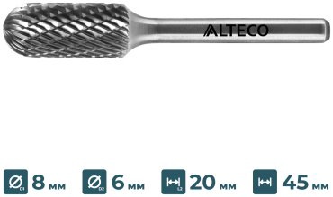 Сверло ALTECO фрезеровальное C 0820/6 MX 75638 8 мм, 1 шт.