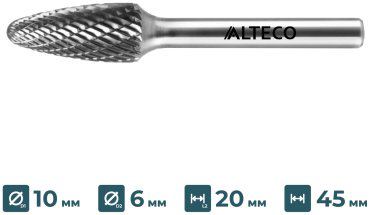 Сверло ALTECO фрезеровальное F 1020/6 MX 75648 10 мм, 1 шт.