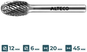 Сверло ALTECO фрезеровальное E 1220/6 MX 75646 12 мм, 1 шт.
