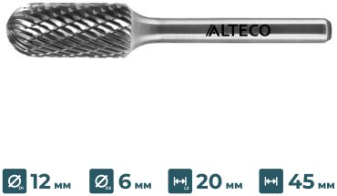 Сверло ALTECO фрезеровальное C 1225/6 MX 75640 12 мм, 1 шт.
