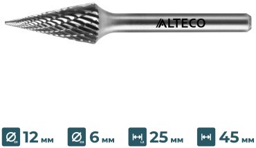Сверло ALTECO фрезеровальное M 1225/6 MX 75661 12 мм, 1 шт.