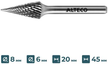 Сверло ALTECO фрезеровальное M 0820/6 MX 75659 8 мм, 1 шт.