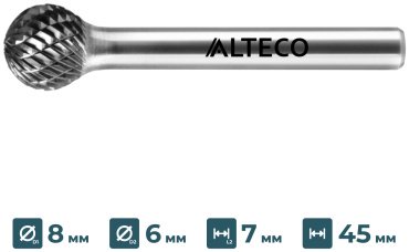 Сверло ALTECO фрезеровальное D 0807/6 MX 75641 8 мм, 1 шт.