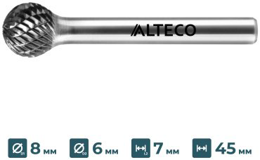 Сверло ALTECO фрезеровальное D 0807/6 MX 75641 8 мм, 1 шт.