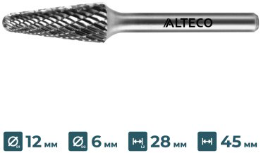 Сверло ALTECO фрезеровальное L 1228/6 MX 75658 12 мм, 1 шт.