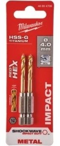 Сверло Milwaukee по металлу Shokwave HSS-G Tin Red 48894708 4 мм, 2 шт. купить,NaN