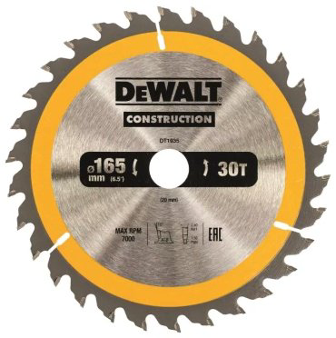 Пильный диск DeWALT DT1935-QZ 165x20 мм, 30Т купить,NaN