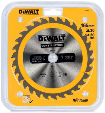 Пильный диск DeWALT DT1935-QZ 165x20 мм, 30Т купить,NaN